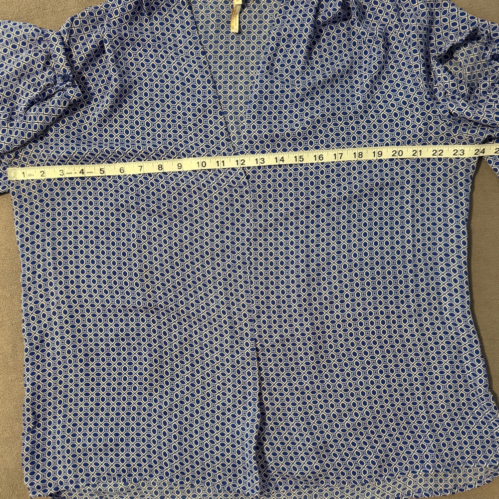 Laundry By Shelli Segal Blue Geometric Blouse XL - Picture 7 of 10